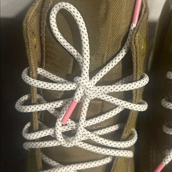 Converse All Star High Top Olive Green Sneakers with Pink and white trim - Picture 5 of 10